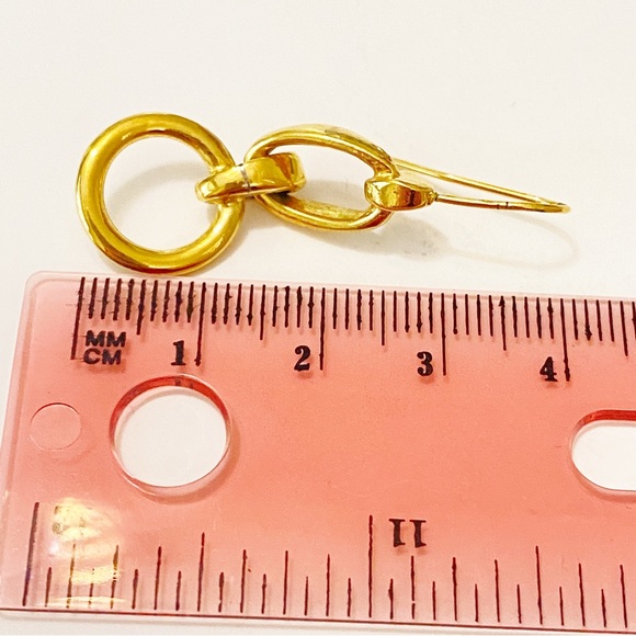 Vintage Earrings Dangle Drop Gold Tone Multi Loops Chain - Picture 6 of 7